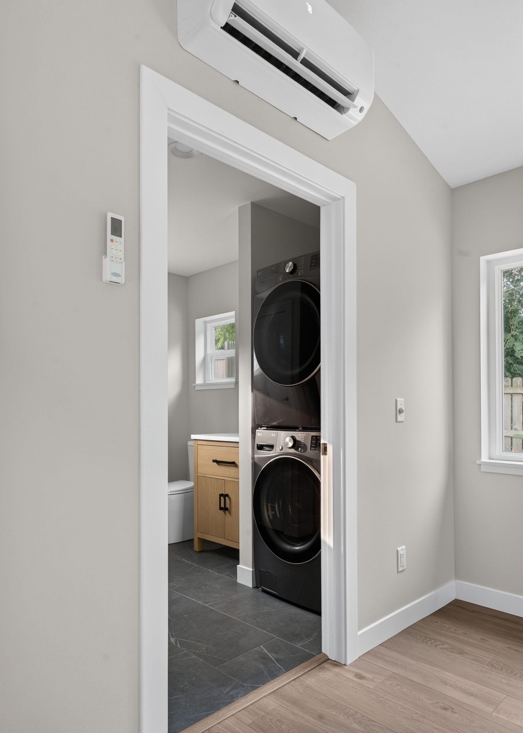 Hallway to the bath and laundry — aging-in-place ADU, Madison WI