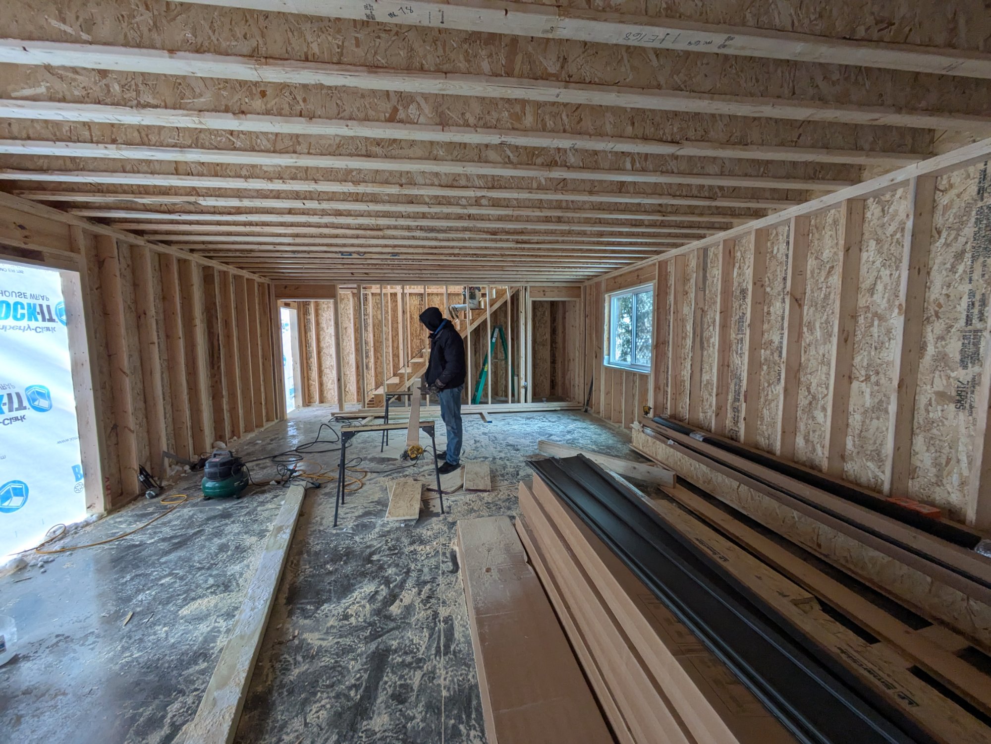 Integrated stair access along retaining wall for private tenant entry — Henry Vilas ADU, Madison WI