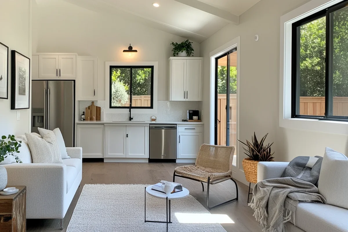 Boundless ADU interior — full kitchen and living space